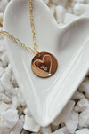 Stamped Heart & Initial Necklace - Quad Espresso Jewelry