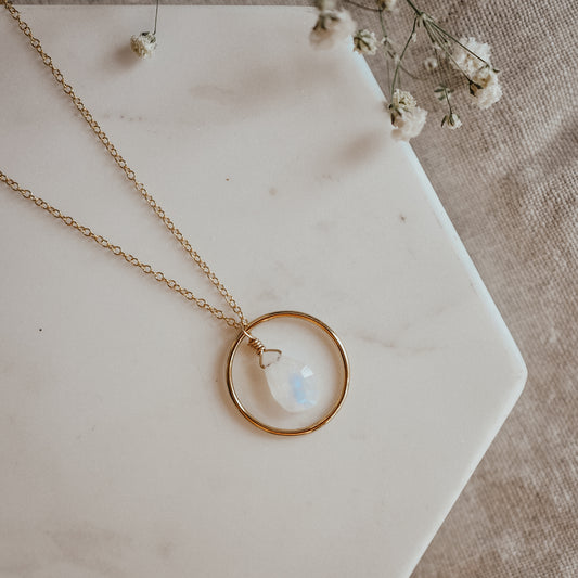 Moonstone Sphere Necklace - Quad Espresso Jewelry