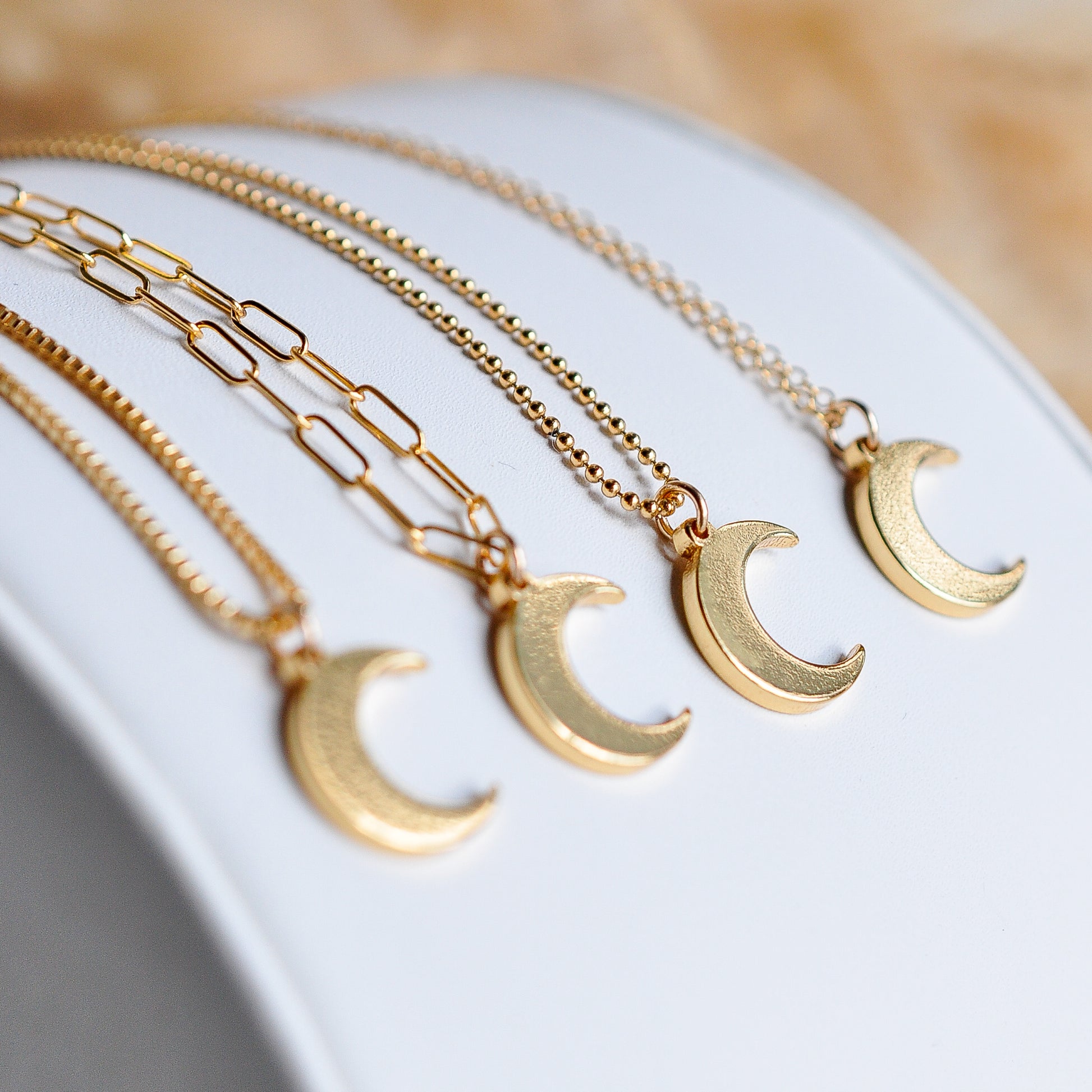 Simple Moon Charm Necklace - Quad Espresso Jewelry