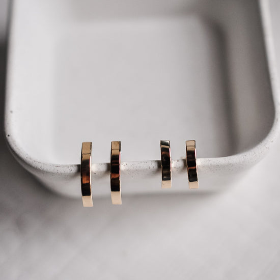 14k Solid Gold Curved Bar Stud - Quad Espresso Jewelry