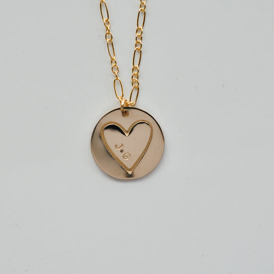 Stamped Heart & Initial Necklace - Quad Espresso Jewelry