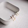 14k Solid Gold Curved Bar Stud - Quad Espresso Jewelry