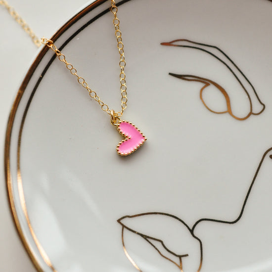 Cutie Colored Heart Charm Necklace - Quad Espresso Jewelry