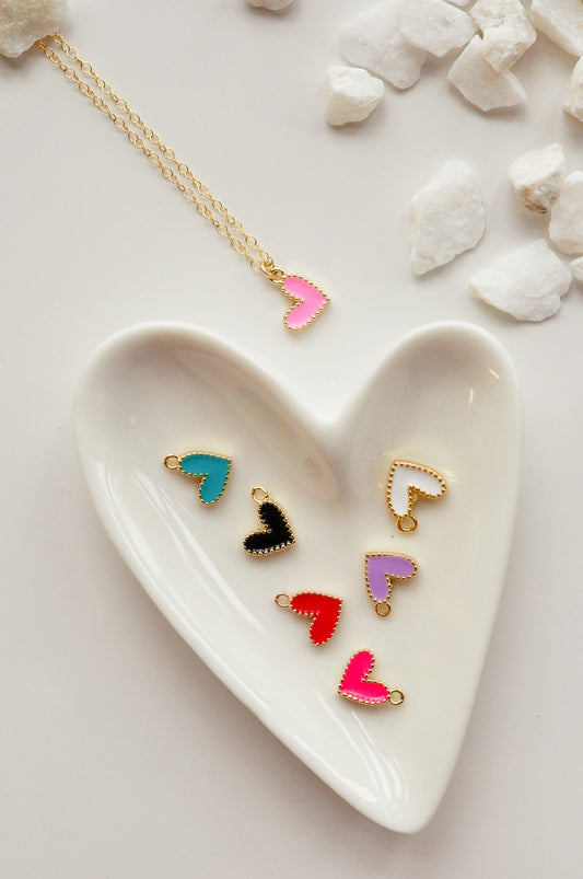 Cutie Colored Heart Charm Necklace - Quad Espresso Jewelry