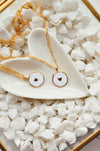 White & Gold Heart Charm Necklace - Quad Espresso Jewelry