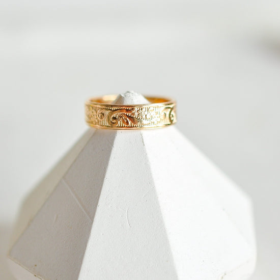 Flower Texture Band Ring - Quad Espresso Jewelry