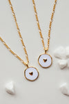 White & Gold Heart Charm Necklace - Quad Espresso Jewelry