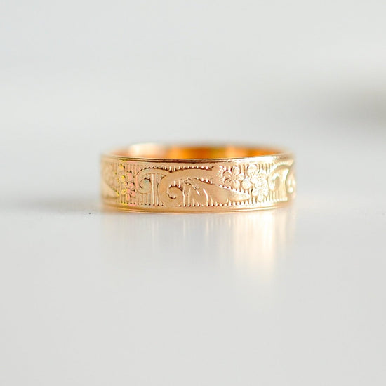 Flower Texture Band Ring - Quad Espresso Jewelry