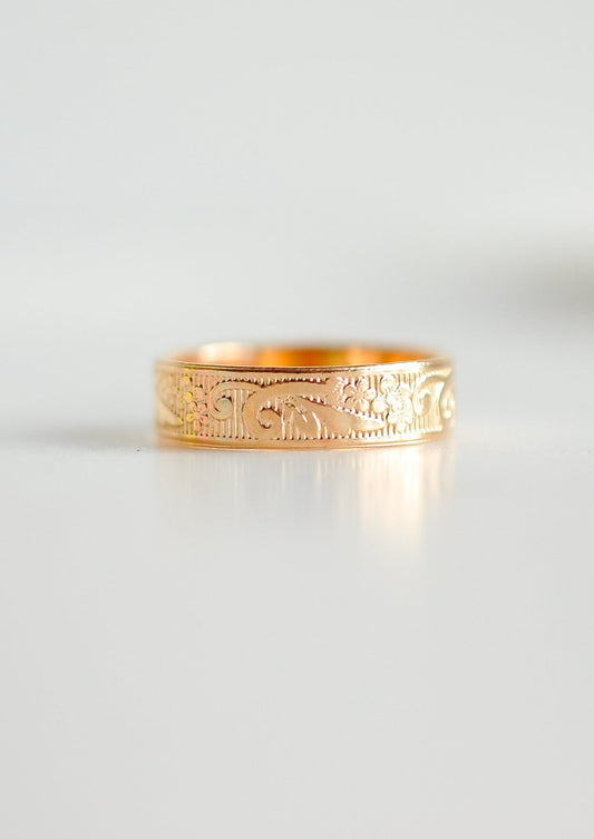 Flower Texture Band Ring - Quad Espresso Jewelry