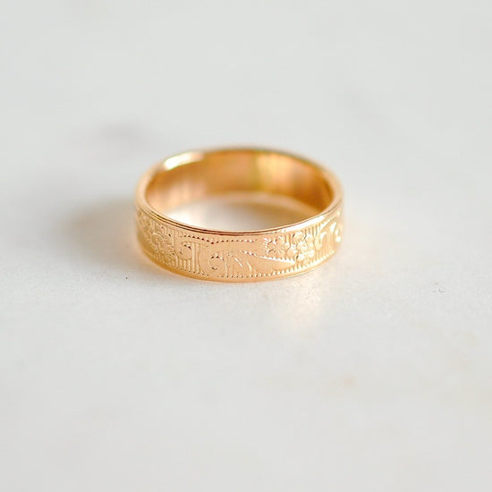 Flower Texture Band Ring - Quad Espresso Jewelry