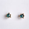 14k Solid Gold Blue Rough Cut Diamond Studs - Quad Espresso Jewelry