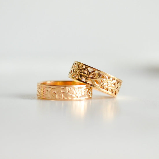 Flower Texture Band Ring - Quad Espresso Jewelry