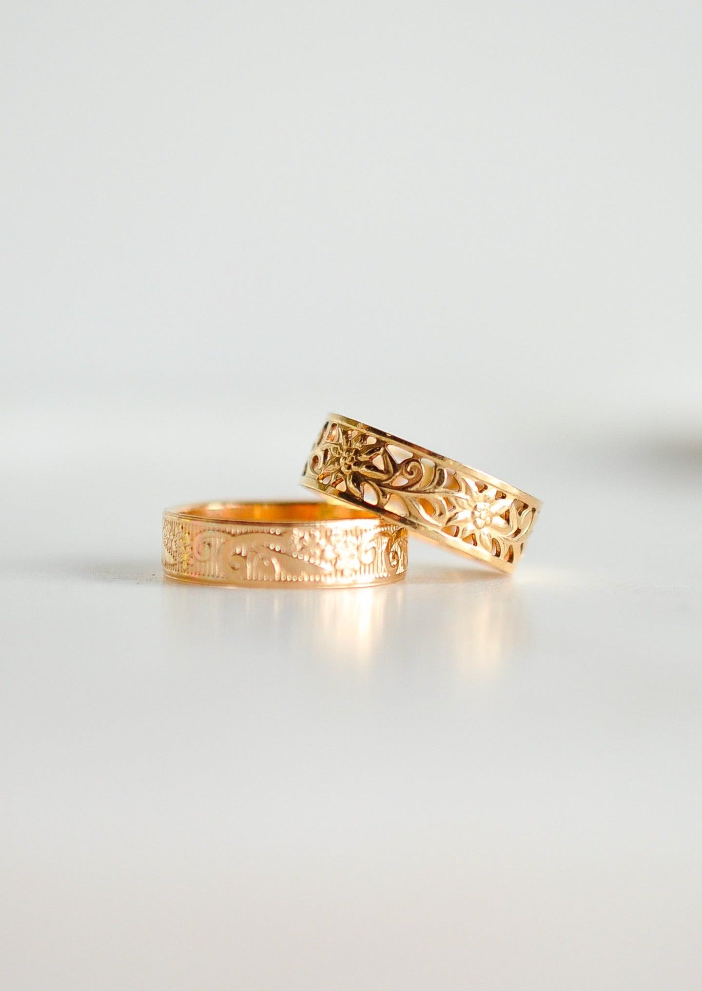 Flower Texture Band Ring - Quad Espresso Jewelry