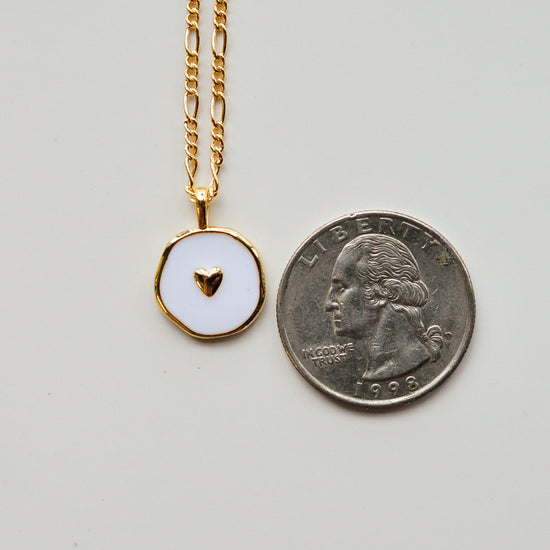 White & Gold Heart Charm Necklace - Quad Espresso Jewelry