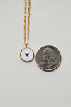 White & Gold Heart Charm Necklace - Quad Espresso Jewelry