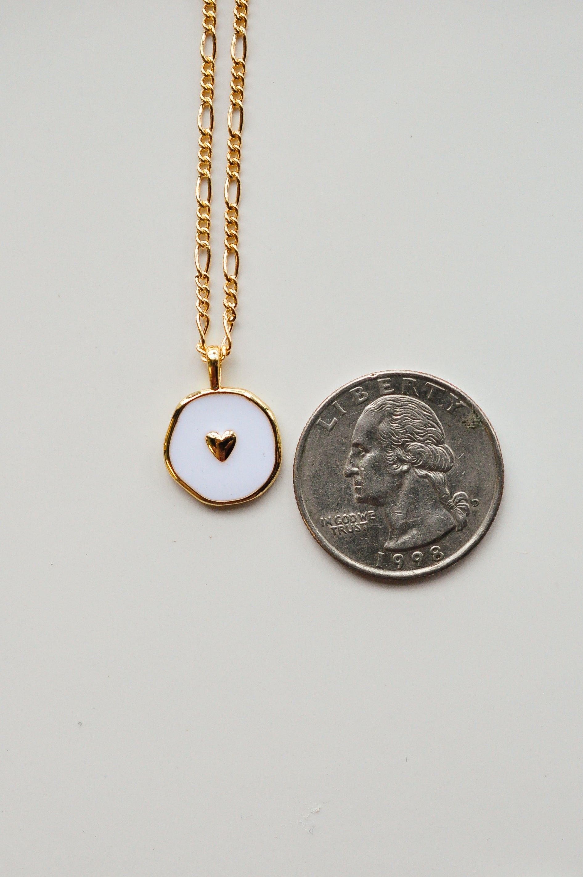 White & Gold Heart Charm Necklace - Quad Espresso Jewelry