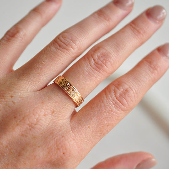 Flower Texture Band Ring - Quad Espresso Jewelry
