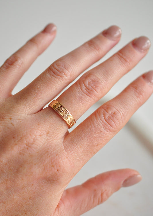 Flower Texture Band Ring - Quad Espresso Jewelry