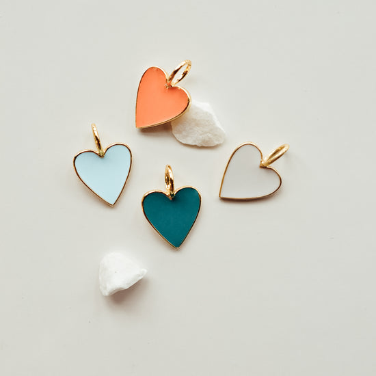 Colored Heart Charm Necklace - Quad Espresso Jewelry