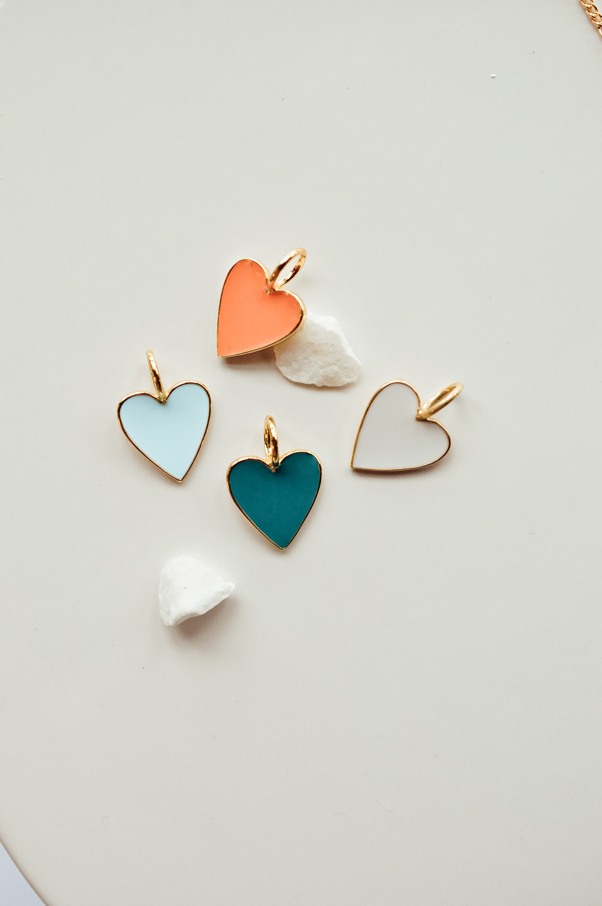 Colored Heart Charm Necklace - Quad Espresso Jewelry