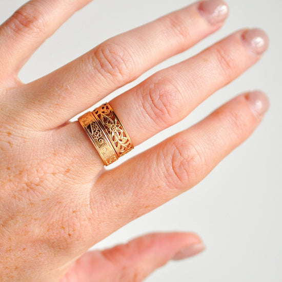 Flower Texture Band Ring - Quad Espresso Jewelry