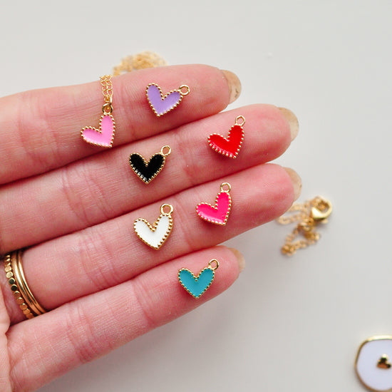 Cutie Colored Heart Charm Necklace - Quad Espresso Jewelry