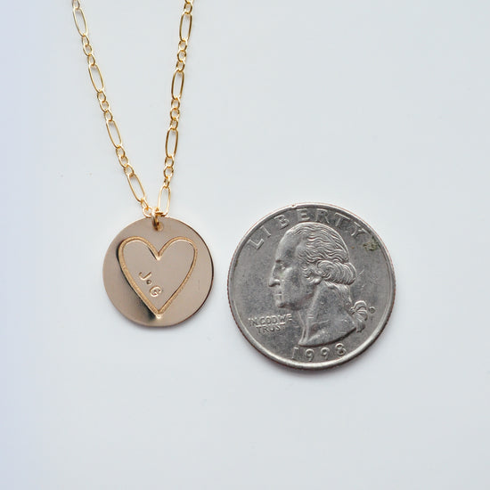 Stamped Heart & Initial Necklace - Quad Espresso Jewelry