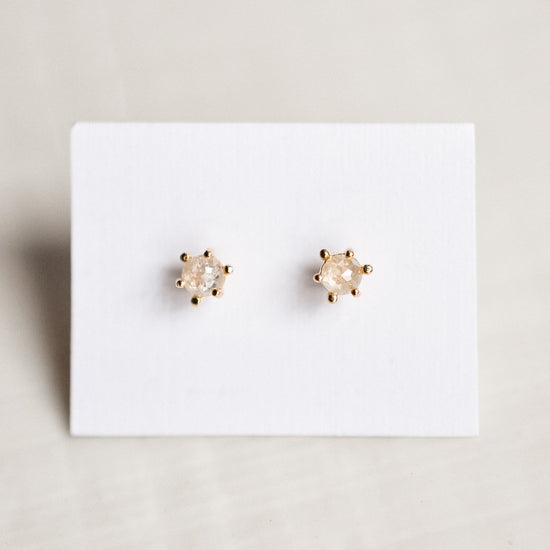 14k Solid Gold Gray Rough Cut Diamond Studs - Quad Espresso Jewelry
