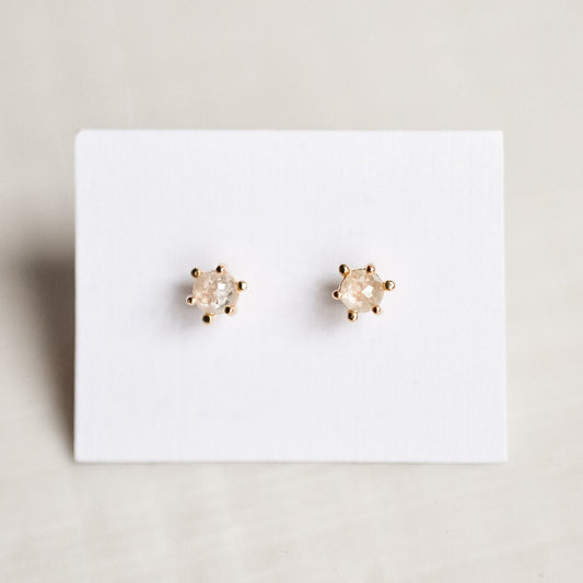 14k Solid Gold Gray Rough Cut Diamond Studs