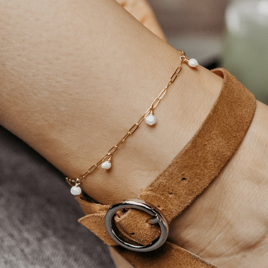 Lilah w/ Pearls Anklet - Quad Espresso Jewelry