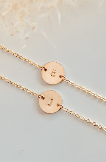 Initial Disc Bracelet - Quad Espresso Jewelry