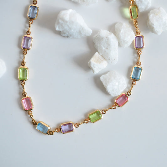 Pastel Stone Necklace - Quad Espresso Jewelry