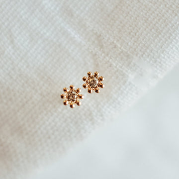 14k Solid Gold Daisy Diamonds - Quad Espresso Jewelry