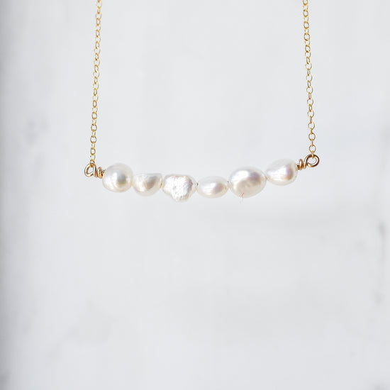 Pearl Bar Necklace - Quad Espresso Jewelry