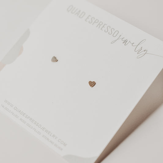 Tiny Heart Studs - Quad Espresso Jewelry