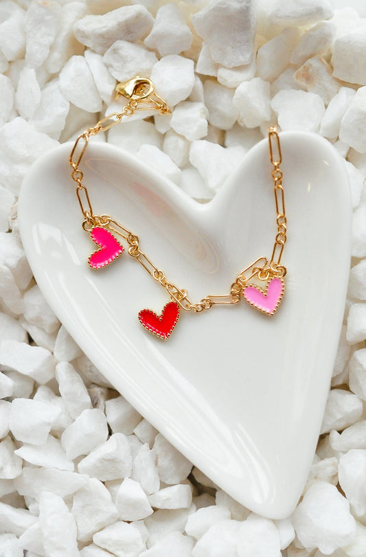 Cutie Heart Charm Bracelet - Quad Espresso Jewelry