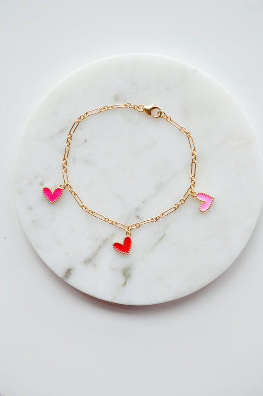 Cutie Heart Charm Bracelet - Quad Espresso Jewelry