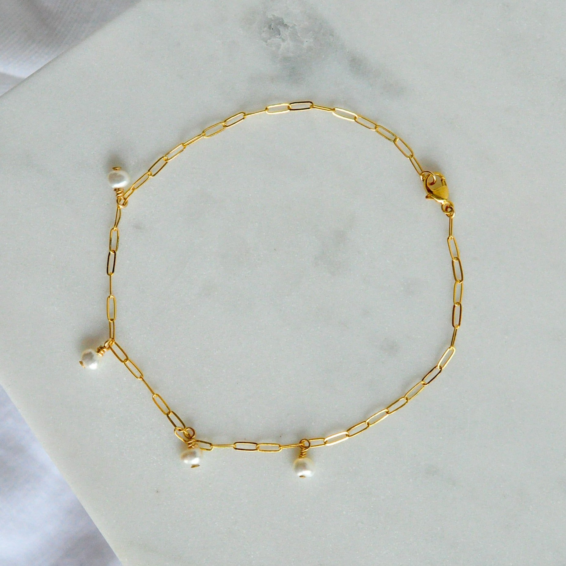 Lilah w/ Pearls Anklet - Quad Espresso Jewelry