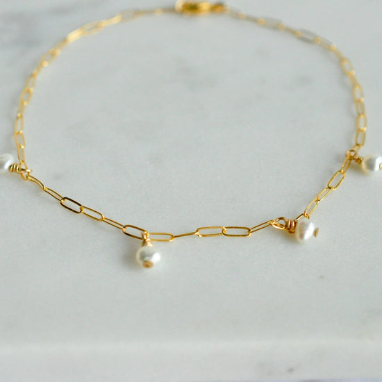Lilah w/ Pearls Anklet - Quad Espresso Jewelry