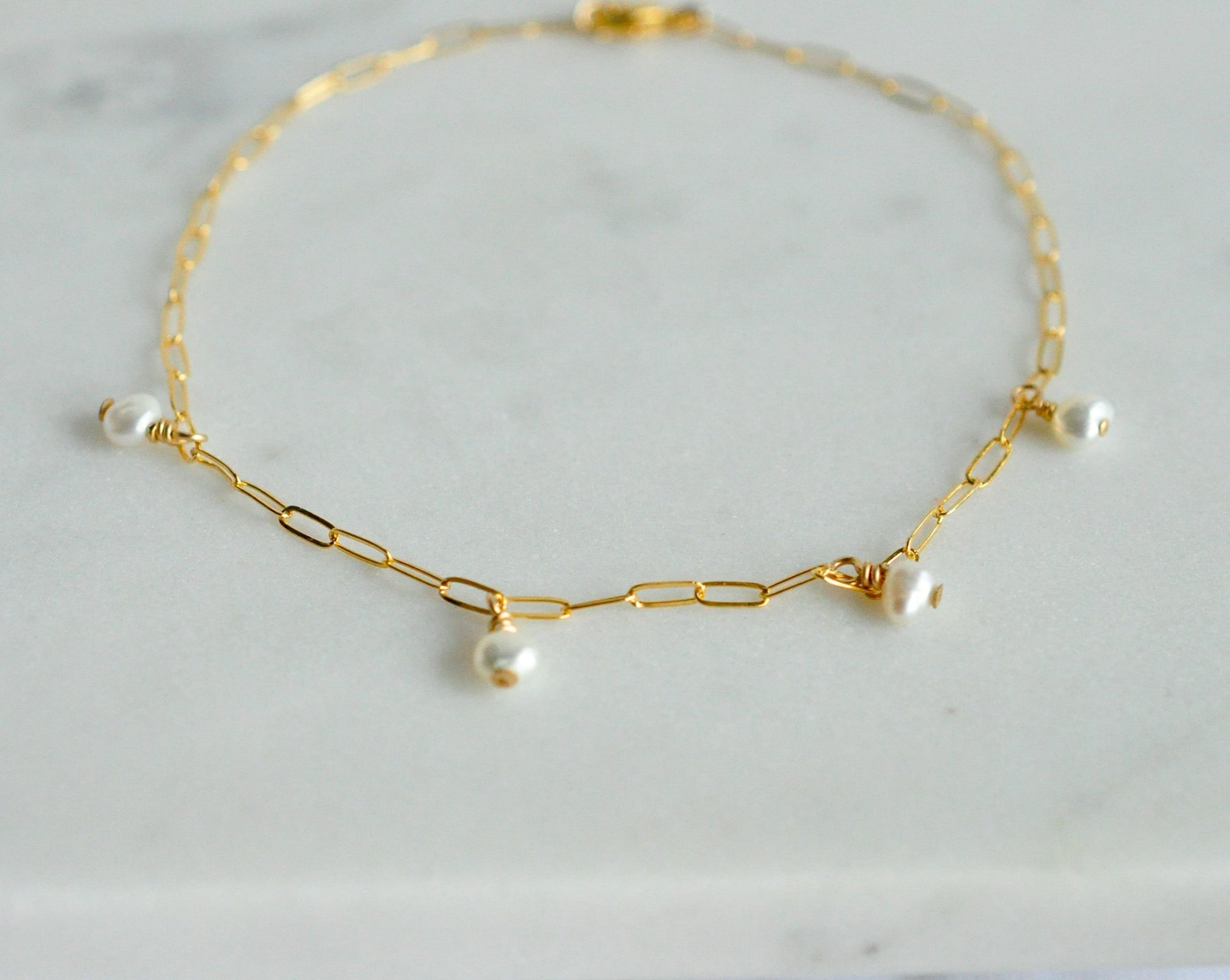 Lilah w/ Pearls Anklet - Quad Espresso Jewelry