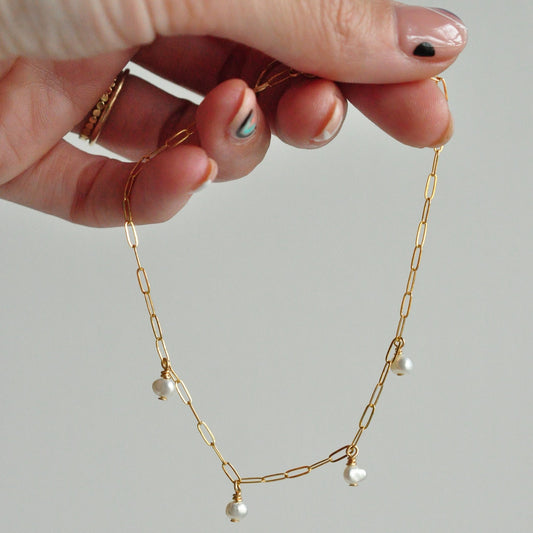 Lilah w/ Pearls Anklet - Quad Espresso Jewelry