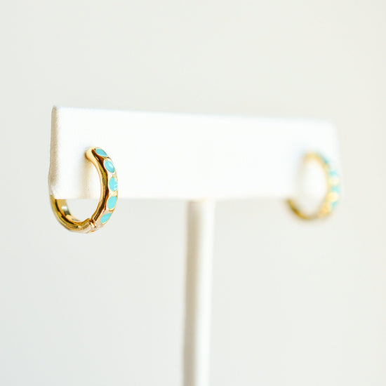 Turquoise Huggie Hoops - Quad Espresso Jewelry