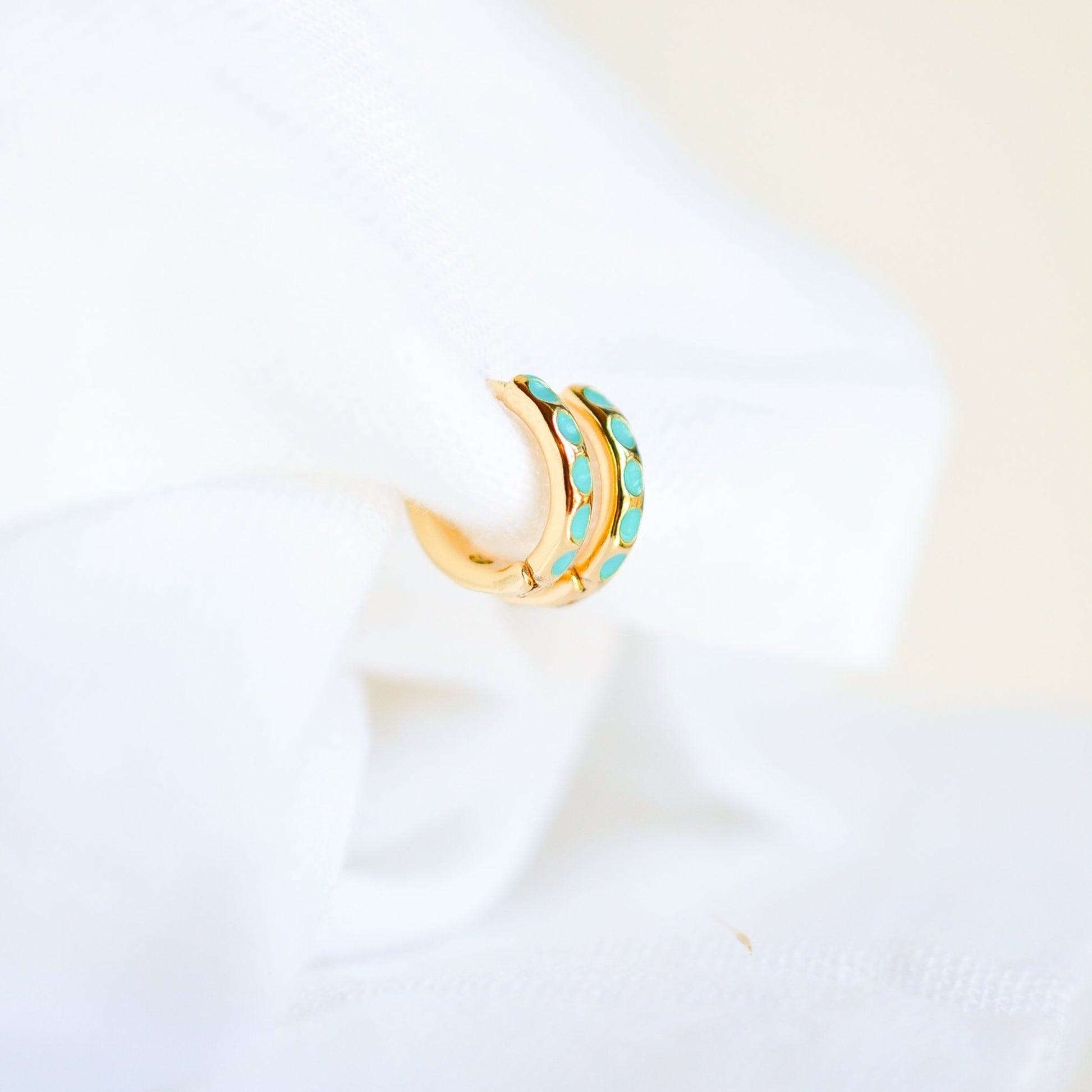Turquoise Huggie Hoops - Quad Espresso Jewelry