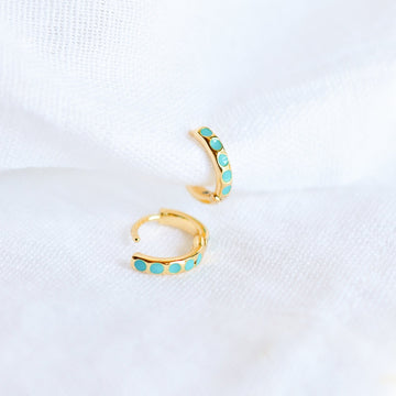 Turquoise Huggie Hoops - Quad Espresso Jewelry