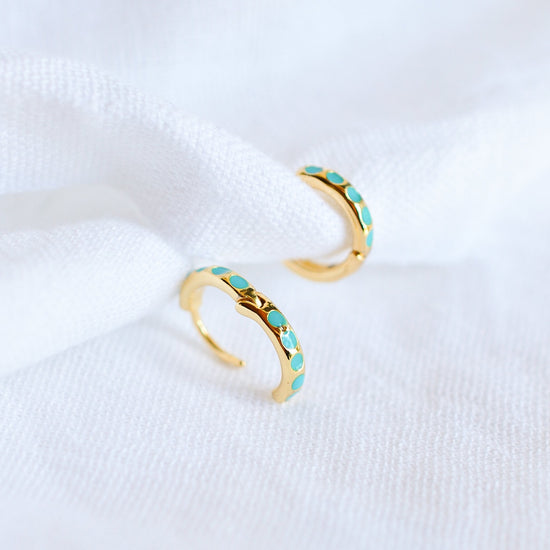 Turquoise Huggie Hoops - Quad Espresso Jewelry