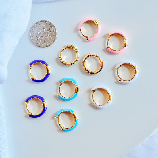 Tiny Enamel Hoops - Quad Espresso Jewelry