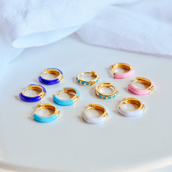 Tiny Enamel Hoops - Quad Espresso Jewelry