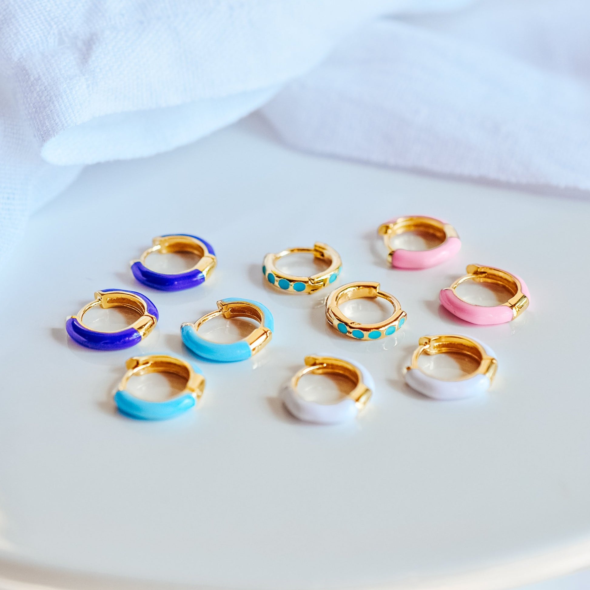 Tiny Enamel Hoops - Quad Espresso Jewelry