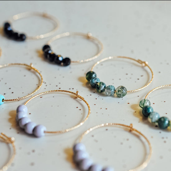 Beaded Sparkle Hoops - Quad Espresso Jewelry