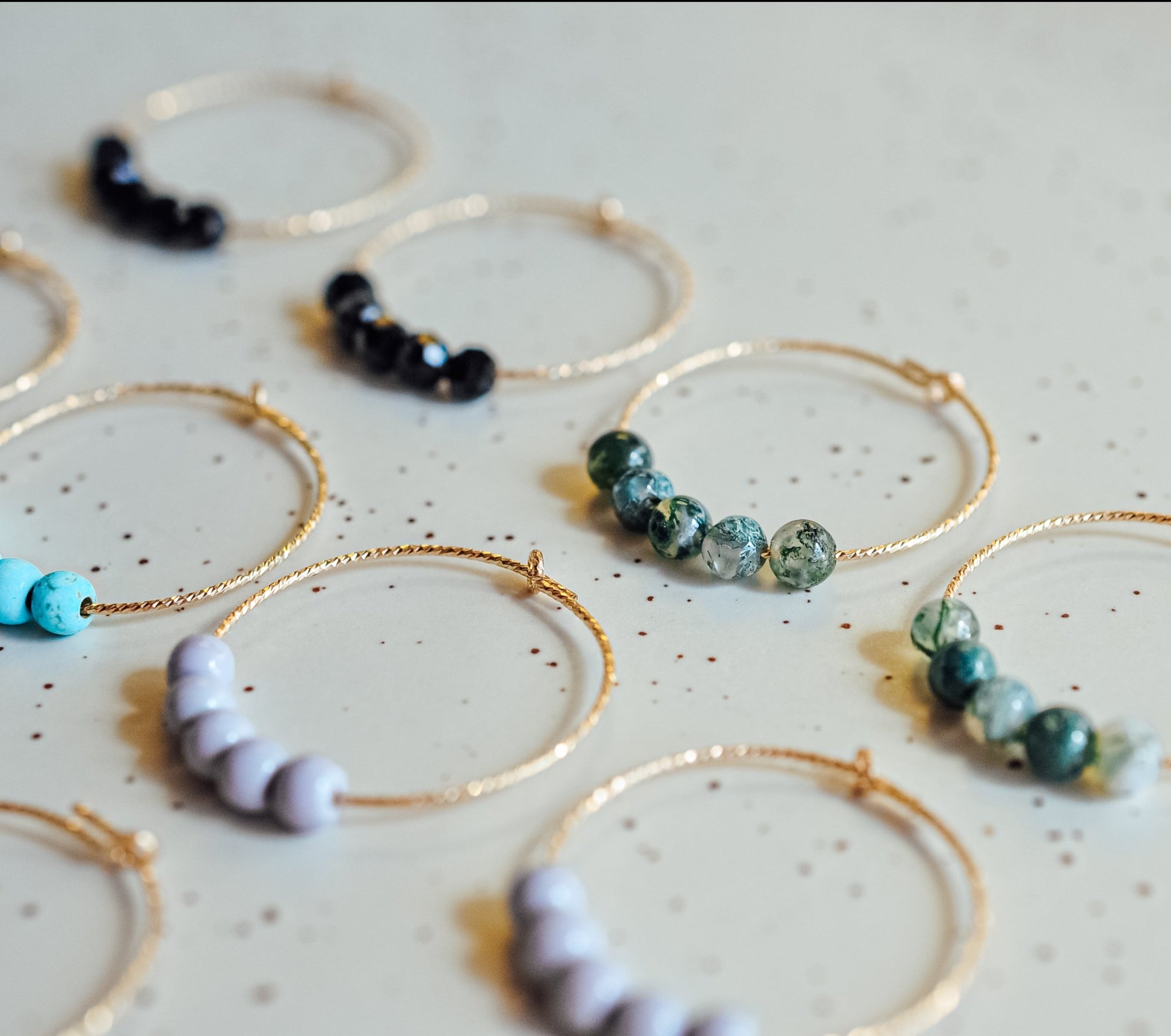 Beaded Sparkle Hoops - Quad Espresso Jewelry